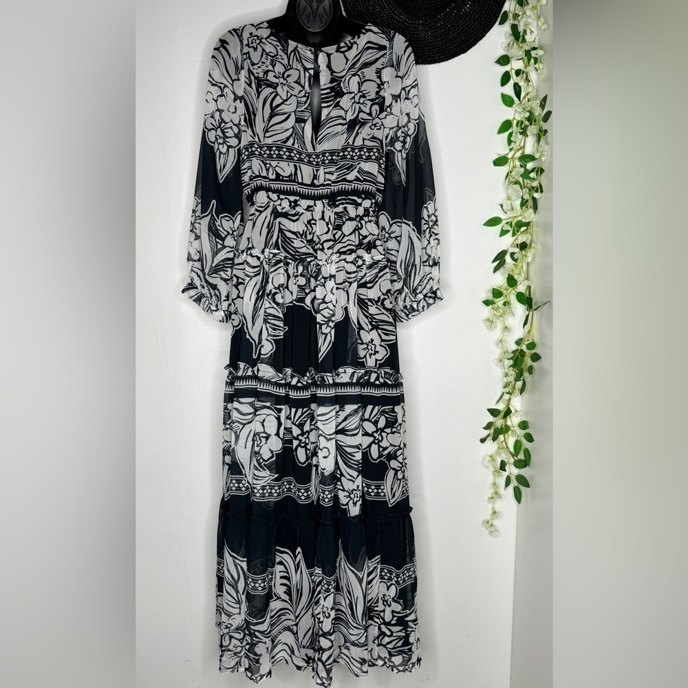 Anthropologie Vineet Bahl Tiered Long-Sleeve Dress - Picture 3 of 9